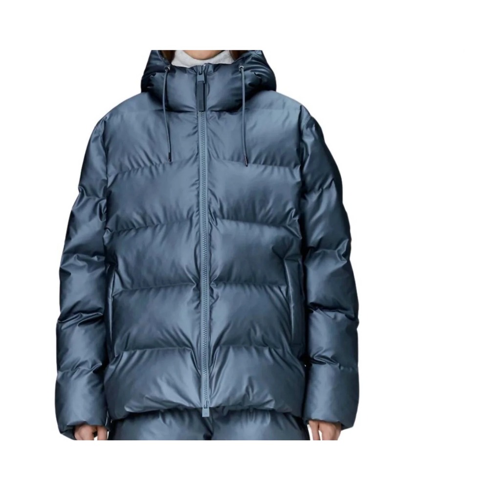 Rains Alta Longer Puffer Jacket in Bay Blue sz M